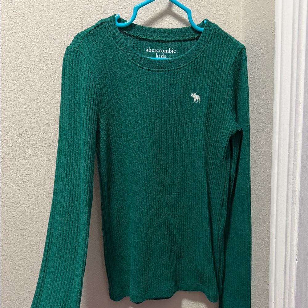 abercrombie kids Emerald Green Ribbed Crewneck Sweater